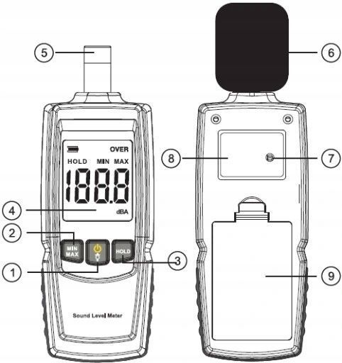 Фото Цифровий шумомір - децибелометр вимірювач рівня шуму LCD BENETECH GM1352 GM1352,