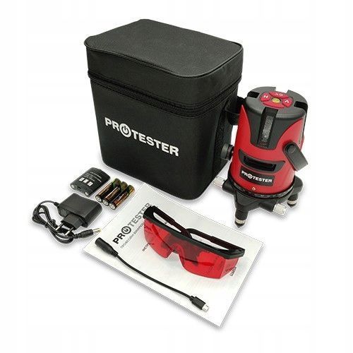 Photo Red cross line laser level 15 m 2 lines PROTESTER LL602R LL602R,