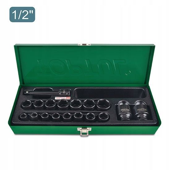 Photo Impact socket set 1/2" short 10&ndash;32 mm 18 pieces 6-point CR-MO TOPTUL GCAD1807 GCAD1807,