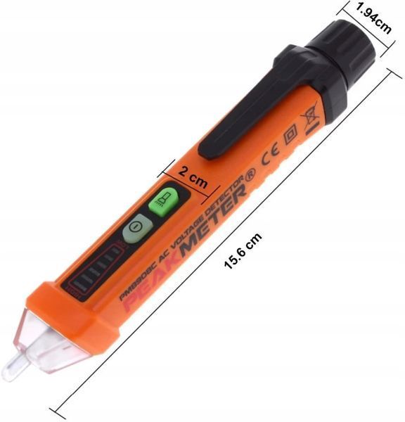Zdjęcie Pr&oacute;bnik napięcia tester gniazdek elektrycznych ac bezdotykoway 12-1000v PEAKMETER PM8908C PM8908C,