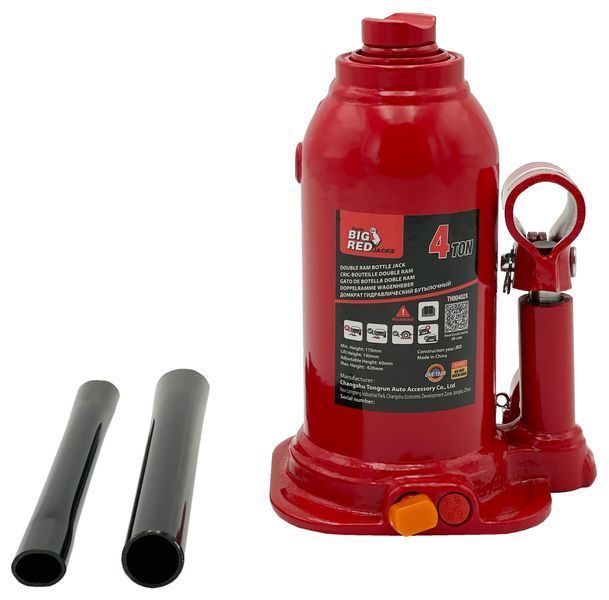 Photo Low-profile two-stage hydraulic bottle jack 4 t 170&ndash;410 mm TORIN TH80402X TH80402X,