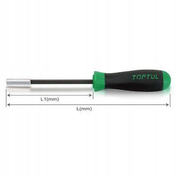 Zdjęcie Wkrętak uchwyt do końc&oacute;wek wkrętakowych bit&oacute;w z magnesem 1/4"x240 mm TOPTUL FTBA0824 FTBA0824,