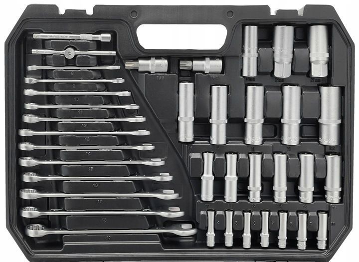 Zdjęcie Zestaw narzędzi 1/4" 3/8" 1/2" klucze nasadowe 216 el w walizce STANDART ST-0216 ST-0216,