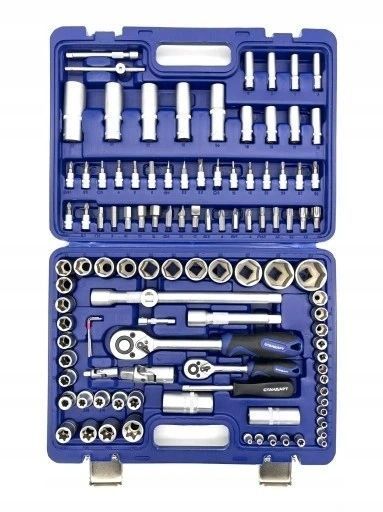 Zdjęcie Zestaw narzędzi kluczy nasadowych 108 el 1/4" 1/2" nasadek bit&oacute;w grzechotek STANDART STM-0108-6 STM-0108-6,