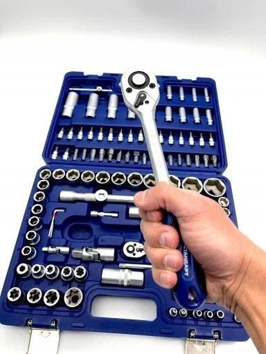 Zdjęcie Zestaw narzędzi kluczy nasadowych 108 el 1/4" 1/2" nasadek bit&oacute;w grzechotek STANDART STM-0108-6 STM-0108-6,