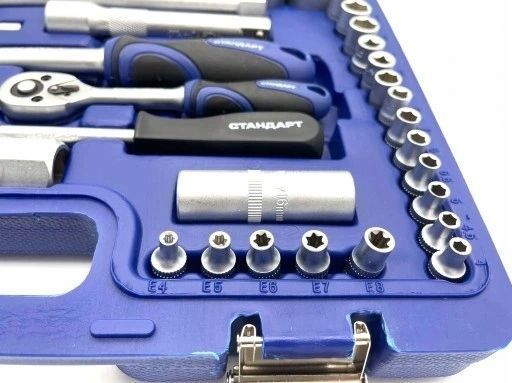 Zdjęcie Zestaw narzędzi kluczy nasadowych 108 el 1/4" 1/2" nasadek bit&oacute;w grzechotek STANDART STM-0108-6 STM-0108-6,