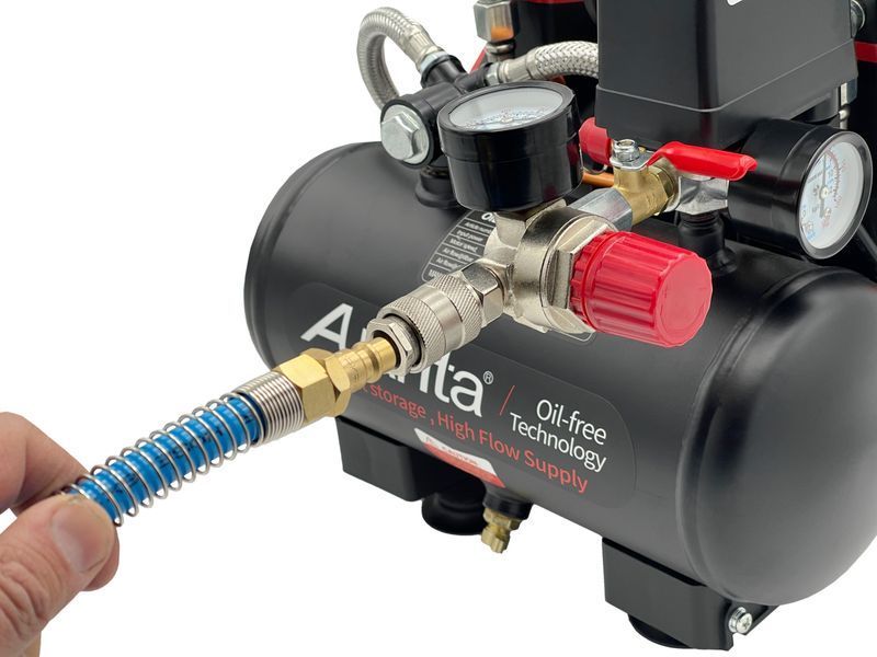 Zdjęcie Kompresor 3l bezolejowy dwutłok spreżarka 110 / 220 v separator AUARITA 2-900F3-220 2-900F3-220,