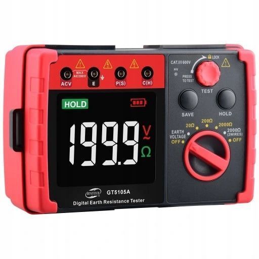 Фото Вимірювач опору заземлення 0&ndash;2000 Ом з дисплеєм LCD BENETECH GT5105A GT5105A,