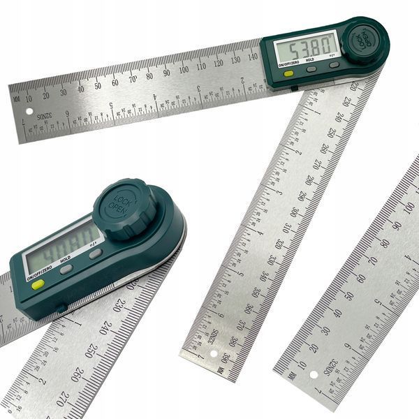 Zdjęcie Kątomierz elektroniczny cyfrowy kątownik 200 mm 360&deg; stopni podświetlany lcd PROTESTER 5423-200 5423-200,
