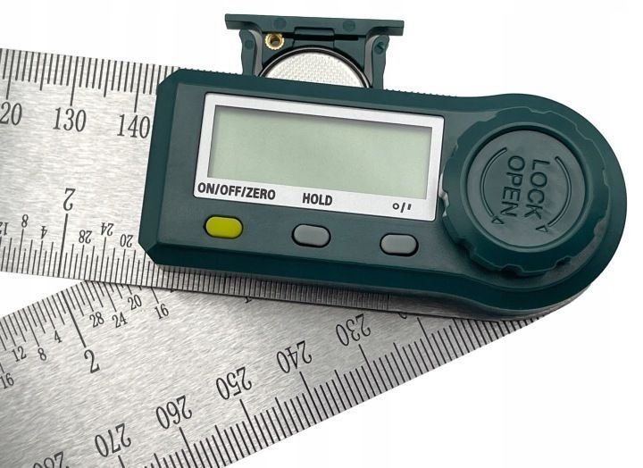 Zdjęcie Kątomierz elektroniczny cyfrowy kątownik 200 mm 360&deg; stopni podświetlany lcd PROTESTER 5423-200 5423-200,