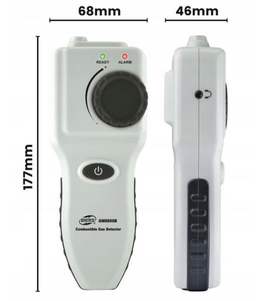 Photo Gas leak detector sensor &ndash; natural gas, LPG, methane, propane, butane + batteries BENETECH GM8800B GM8800B,