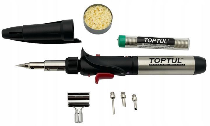 Photo Gas soldering iron burner heat gun 150 W with a set of 8 nozzles TOPTUL EGAE0801 EGAE0801,