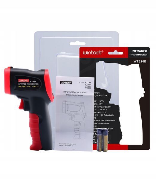 Zdjęcie Pirometr termometr bezkontaktowy laserowy bezdotykowy podczerwień -50+600C WINTACT WT326B WT326B,