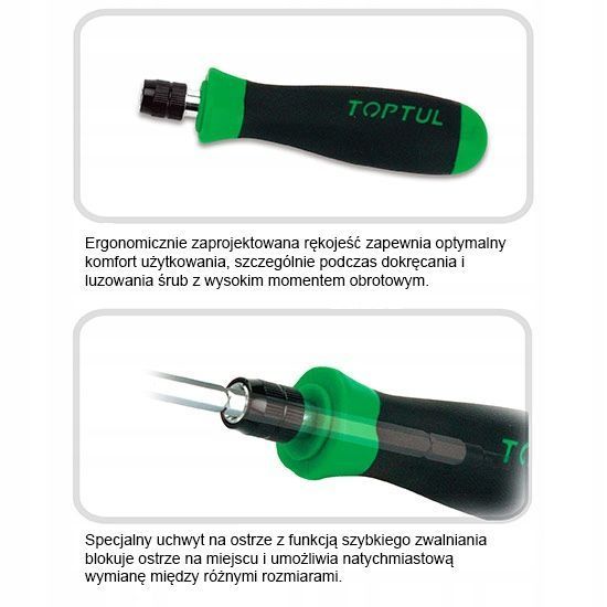 Фото Набір 20-в-1 викруток зі змінними бітами та магнітом біт PH PZ SL HEX TORX 11 елементів TOPTUL GAAI2101 GAAI2101,