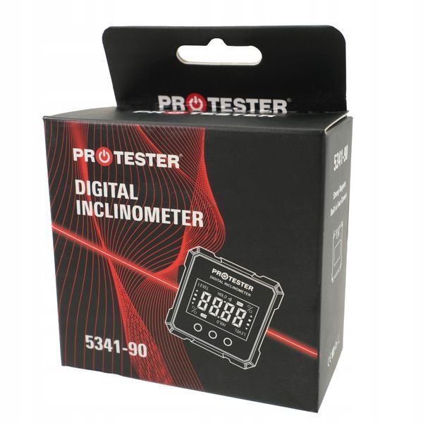 Zdjęcie Kątomierz laserowy cyfrowy 4&times;90&deg; poziomica z magnesem inklinometr miernik PROTESTER 5341-90 5341-90,