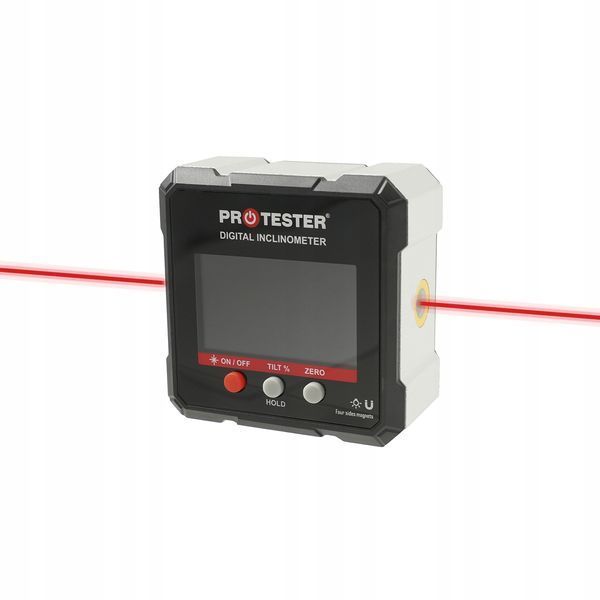 Zdjęcie Kątomierz laserowy cyfrowy 4&times;90&deg; poziomica z magnesem inklinometr miernik PROTESTER 5341-90 5341-90,