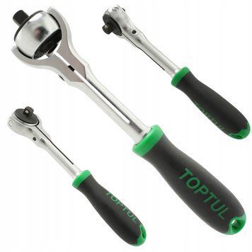 Zdjęcie Grzechotka 1/4" obrotowa głowica 360&deg; 72 zęby 155 mm TOPTUL CJLN0816 CJLN0816,