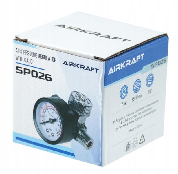 Фото Редуктор тиску повітря 1/4" регулятор 1&ndash;12 бар для пістолета AIRKRAFT SP026 SP026,