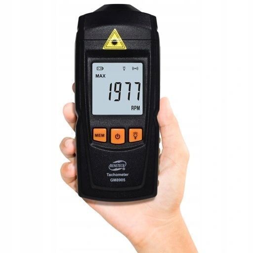 Фото Лазерний тахометр LCD вимірювач обертів - обертомір до 99999 об/хв + стрічки BENETECH GM8905 GM8905,