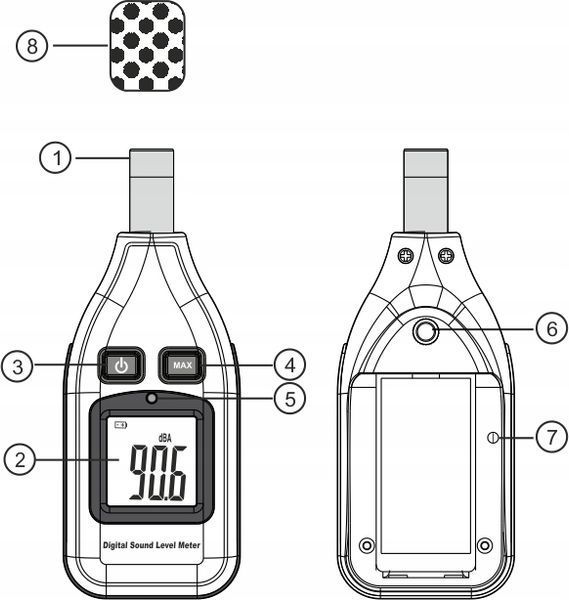 Zdjęcie Sonometr - miernik natężenia poziomu dźwięku, głośności decybelomierz LCD BENETECH GM1351 GM1351,
