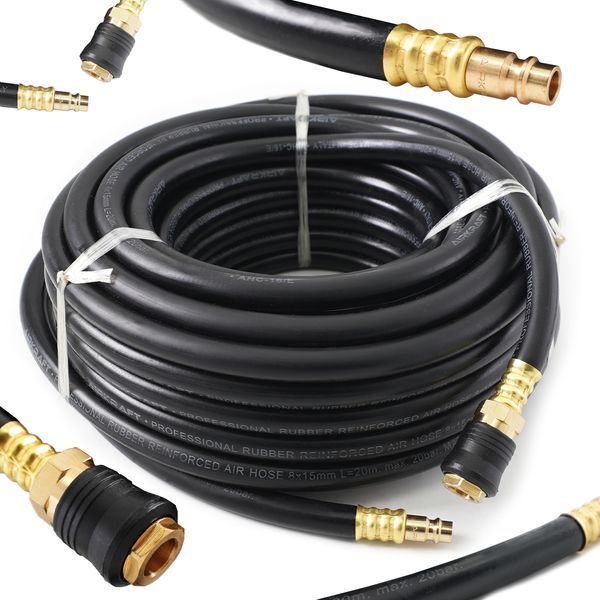 Zdjęcie Wąż przew&oacute;d pneumatyczny 20 m do kompresora 20 bar 8x15 mm gumowy zakuwany AIRKRAFT AHC-16-E AHC-16-E,