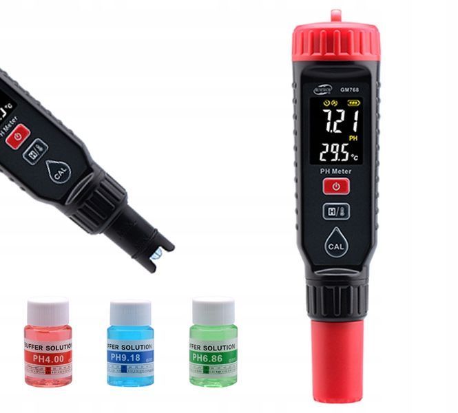 Zdjęcie Miernik pH i temperatury 0-14 ph +/-0,1% lcd tester kwasomierz cyfrowy ATC BENETECH GM768 GM768,