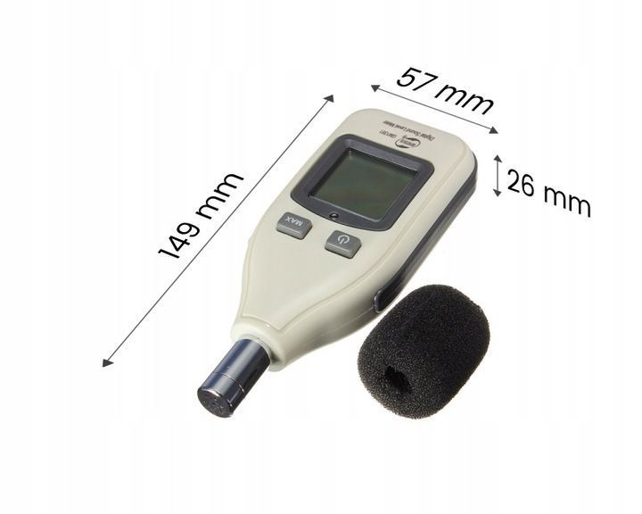 Zdjęcie Sonometr - miernik natężenia poziomu dźwięku, głośności decybelomierz LCD BENETECH GM1351 GM1351,