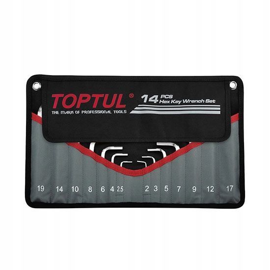 Photo Hex allen key set 2&ndash;19 mm 14 pcs with pouch TOPTUL GPAQ1401 GPAQ1401,