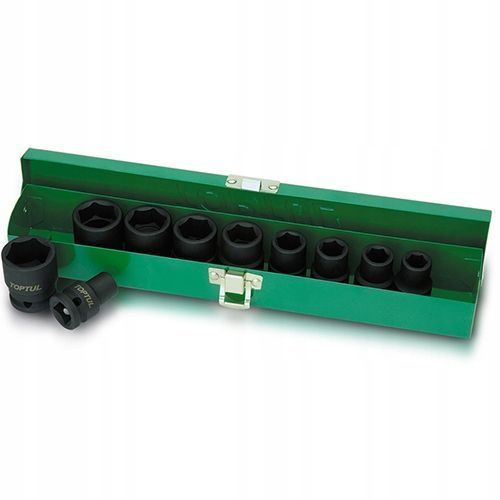 Photo 1/2" impact socket set 10&ndash;24 mm 10 pcs 6-point CR-MO TOPTUL GDAD1001 GDAD1001,