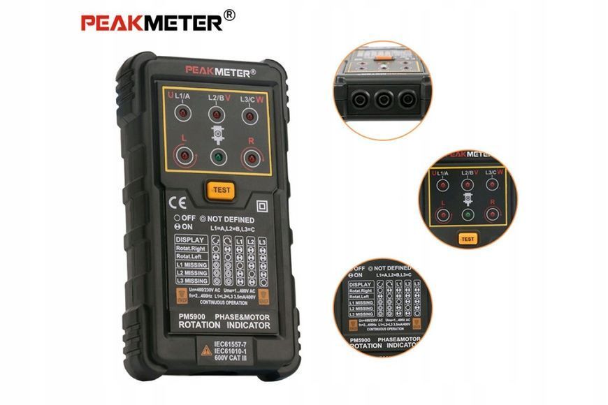 Фото Тестер чергування фаз AC 120&ndash;400V PEAKMETER PM5900 PM5900,