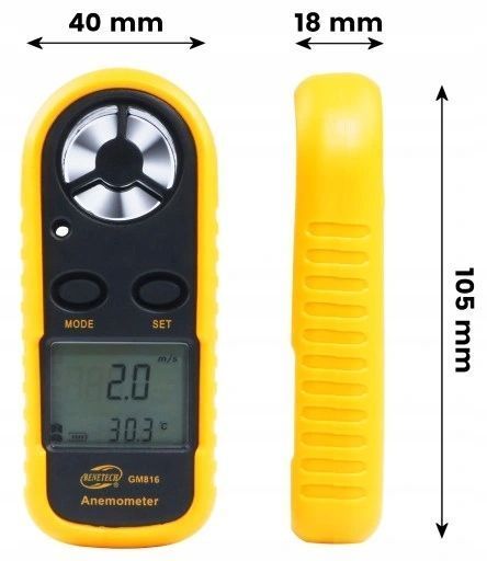 Zdjęcie Anemometr wiatromierz miernik wiatru temperatury pomiar prędkości powietrza BENETECH GM816 GM816,
