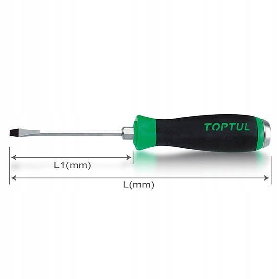 Zdjęcie Wkrętak do pobijania 5.5 mm SL płaski z magnesem śrubokręt 5.5x100 mm TOPTUL FAGB5E10 FAGB5E10,