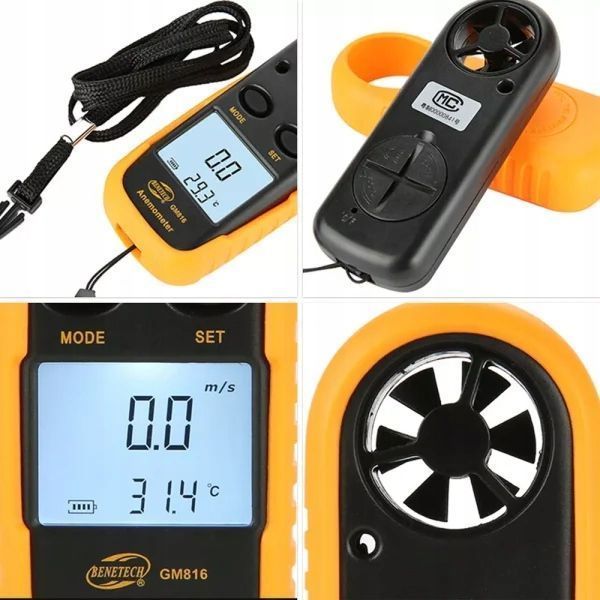 Zdjęcie Anemometr wiatromierz miernik wiatru temperatury pomiar prędkości powietrza BENETECH GM816 GM816,
