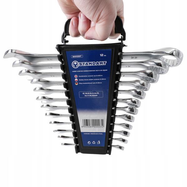 Zdjęcie Zestaw kluczy płasko-oczkowych 6-14, 17, 19, 22 mm 12 szt STANDART NKK12ST NKK12ST,