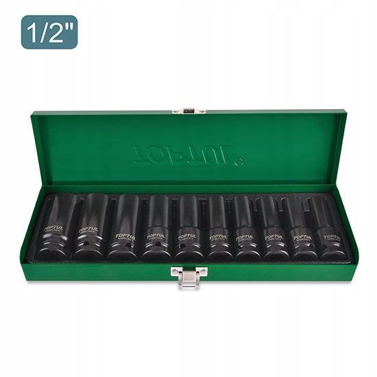 Photo Long impact socket set 1/2" 10&ndash;24 mm 10 pcs CR-MO TOPTUL GDAD1002 GDAD1002,