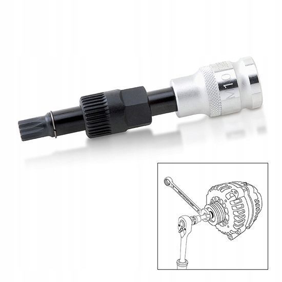 Zdjęcie Klucz sprzęgiełka alternatora M10 Spli nasadka VW Ford Skoda MB BMW TOPTUL JDCD3310 JDCD3310,